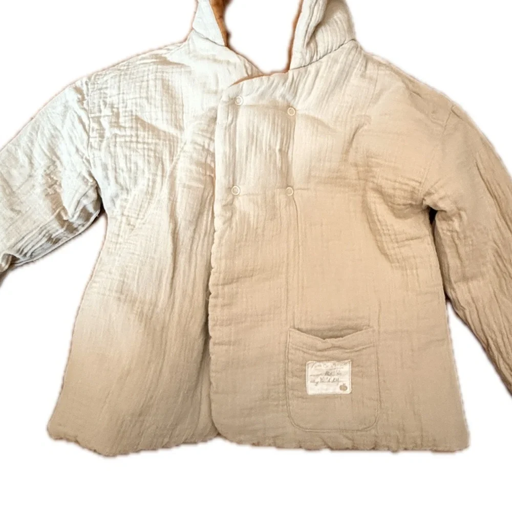 Fin & Vince Harvest Wheat Organic Cotton Hoody Reversible Coat as is